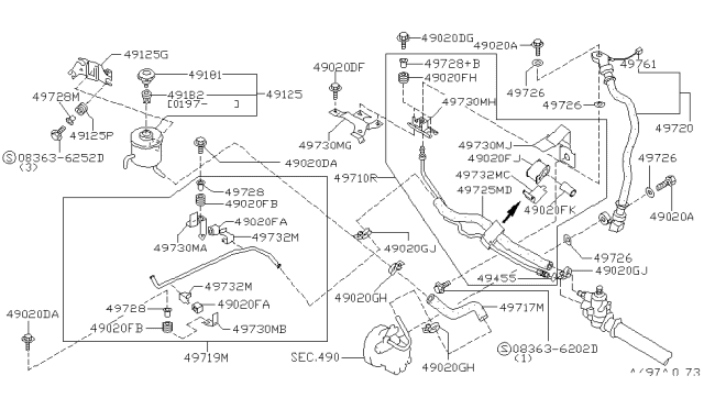 1997 Nissan Stanza Tube Assy-Power Steering Diagram for 49726-2B000