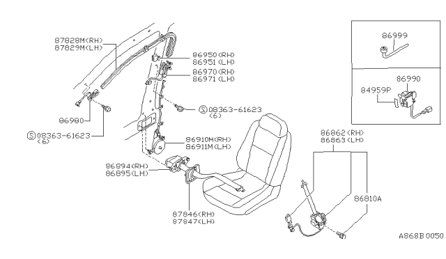 1994 Nissan Altima Front Seat Belt Diagram 1