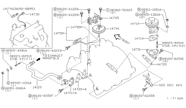 1994 Nissan Stanza EGR Parts Diagram