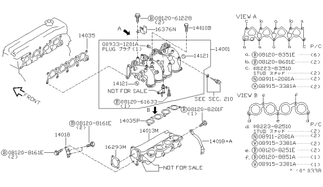 1994 Nissan Altima Gasket-Intake Manifold Diagram for 14032-1E400