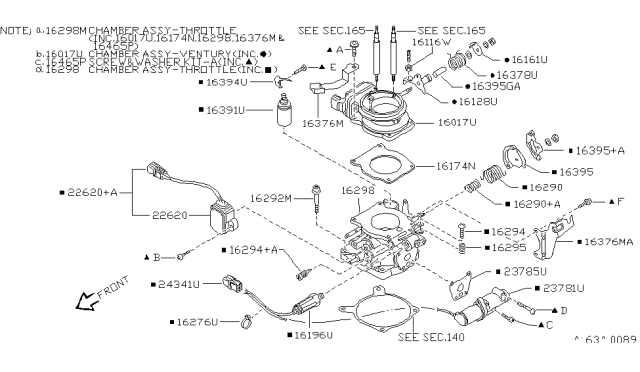 1995 Nissan Hardbody Pickup (D21U) Throttle Position Switch Diagram for 22620-0S320