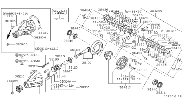 1997 Nissan Hardbody Pickup (D21U) Gear-Side Diagram for 38423-C7002