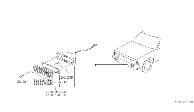 1996 Nissan Hardbody Pickup (D21U) Front Combination Lamp Diagram
