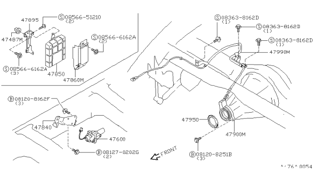 1997 Nissan Hardbody Pickup (D21U) Sensor Rotor-Anti SKID Rear Diagram for 47950-92G10