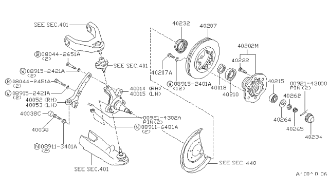 1995 Nissan Hardbody Pickup (D21U) Cap-ADJUSTER Diagram for 40234-01G00