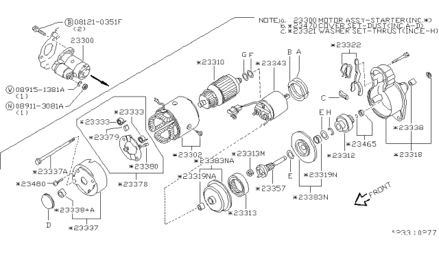 1997 Nissan Hardbody Pickup (D21U) Switch Assy-Magnetic Diagram for 23343-30R14