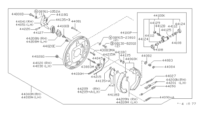 1997 Nissan Hardbody Pickup (D21U) Cup Kit-Brake Wheel Cylinder Diagram for D4100-08G90