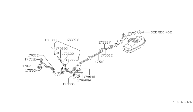 1997 Nissan Hardbody Pickup (D21U) Fuel Piping Diagram 7