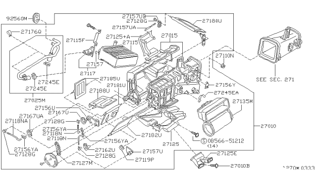 Heater & Blower Unit - 1997 Nissan Hardbody Pickup (D21U)