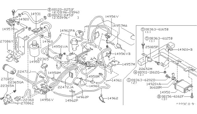 1996 Nissan Hardbody Pickup (D21U) Engine Control Vacuum Piping Diagram 5