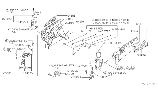 1996 Nissan Hardbody Pickup (D21U) HOODLEDGE Assembly LH Diagram for 64101-92G33