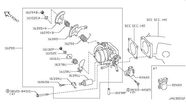 1999 Nissan Maxima Throttle Valve Body Tps Sensor Diagram for 16118-38U13