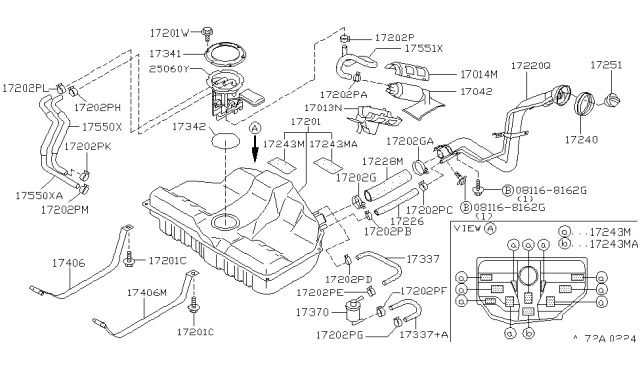 1996 Nissan Maxima Shim-Fuel Tank Diagram for 17243-51E02