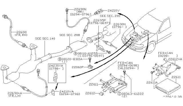 1996 Nissan Maxima Engine Control Module Diagram for 23710-40U64
