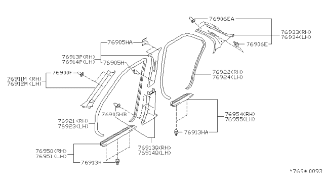 1997 Nissan Maxima Body Side Trimming Diagram
