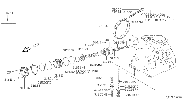 1995 Nissan Maxima Seal-Lathe Cut Ring Diagram for 31527-80X07