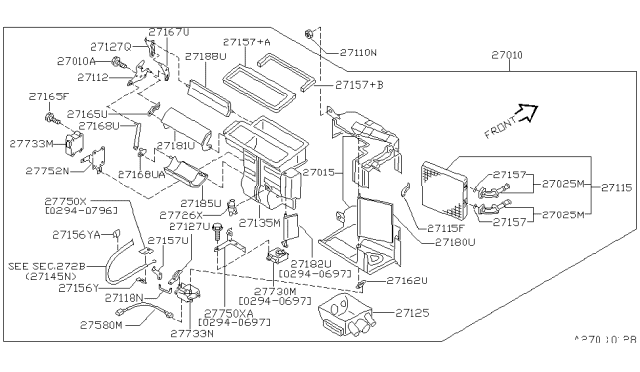 1995 Nissan Maxima Mode Actuator Assembly Diagram for 27731-40U00