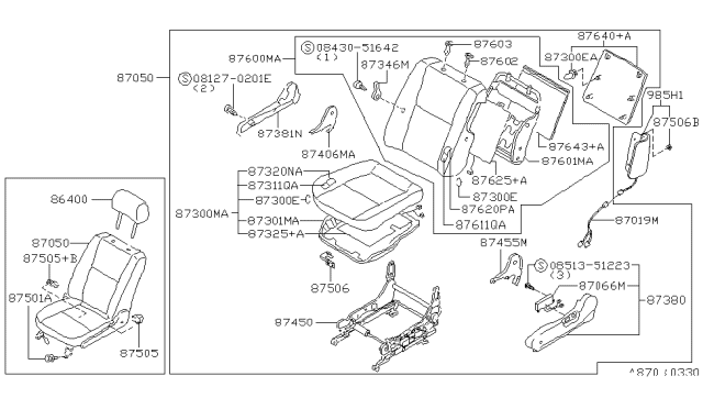 1998 Nissan Maxima Switch Assembly-Front Seat, L Diagram for 87066-49U22
