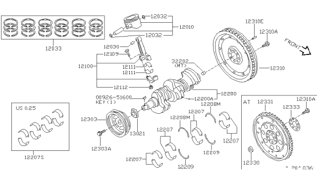1998 Nissan Maxima FLYWHEEL Assembly Diagram for 12310-40U20