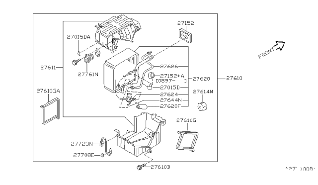 1997 Nissan Maxima Case Assy-Cooling Unit Diagram for 27284-39U00