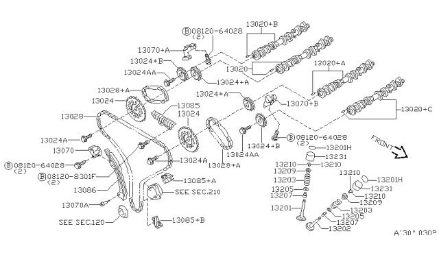 1996 Nissan Maxima Tensioner Assy-Chain Diagram for 13070-31U00