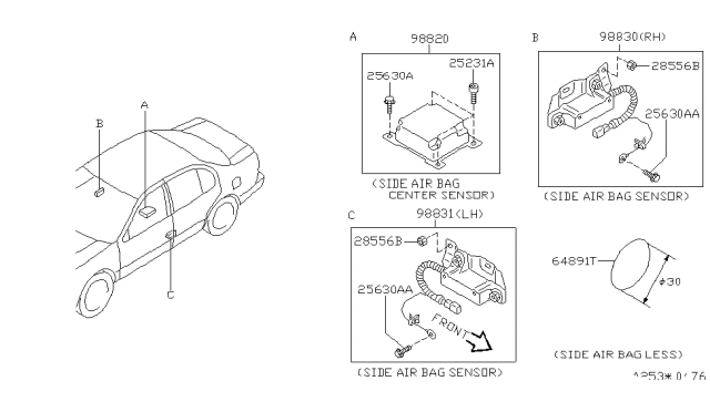 1999 Nissan Maxima Sensor-Side Air Bag Center Diagram for 98820-1L226