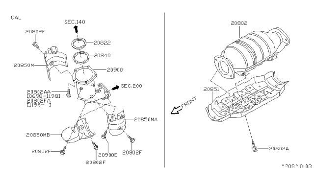 1999 Nissan Maxima Washer Wire MSH Diagram for 20840-0M000