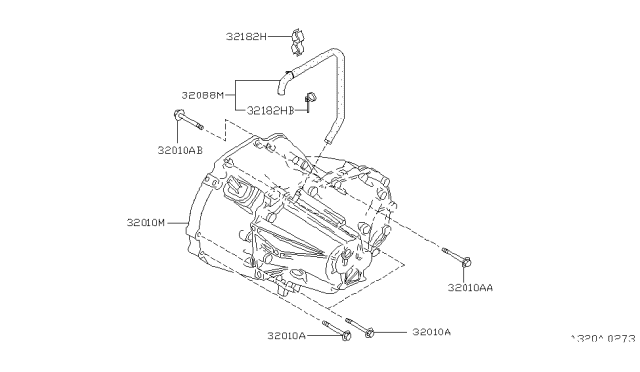 1995 Nissan Maxima Manual Transmission Assembly Diagram for 320B0-38U77