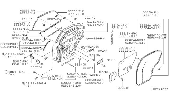 1996 Nissan Maxima Grommet Diagram for 80874-10Y00