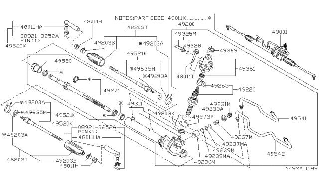 1998 Nissan Maxima Rack Assy-Power Steering Diagram for 49271-40U10