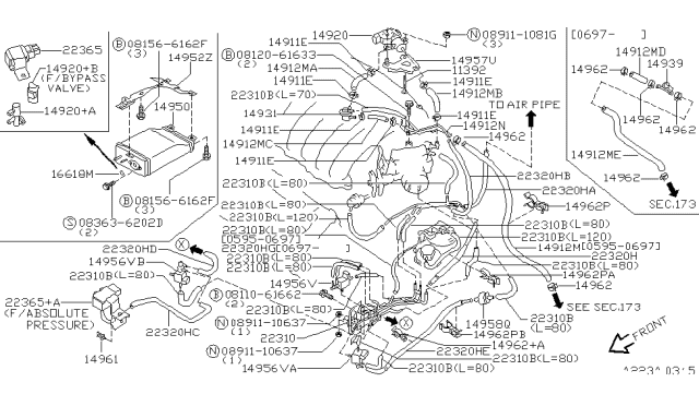 1997 Nissan Maxima Control Valve Diagram for 14935-54U02