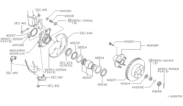 1997 Nissan Maxima Hub Assembly Road Wheel Diagram for 40202-31U01