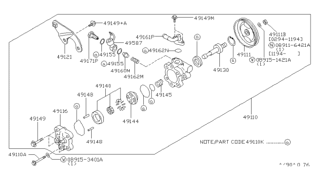 1995 Nissan Maxima Pump Power Steer Diagram for 49110-40U15