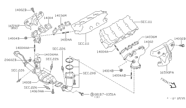 1998 Nissan Maxima Stud Diagram for 14064-31U01