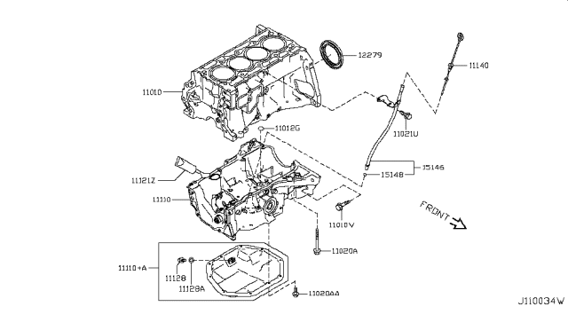 2019 Nissan Rogue Sport Cylinder Block & Oil Pan Diagram 1