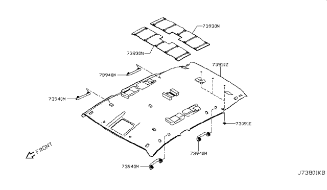 Headlining Assy Diagram for 73910-6MM2A
