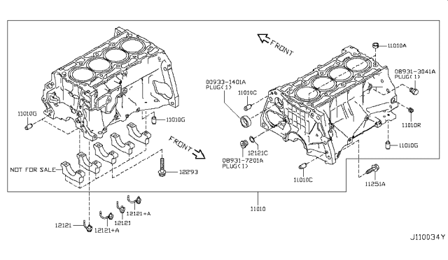 2017 Nissan Rogue Sport Cylinder Block & Oil Pan Diagram 2