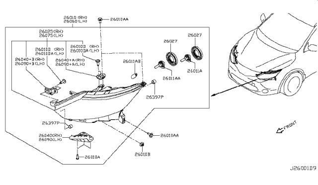 2019 Nissan Rogue Sport Headlamp Assembly-Driver Side Diagram for 26060-6MA5A