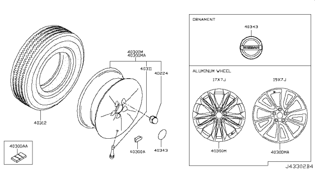 2017 Nissan Rogue Sport Road Wheel & Tire Diagram 1