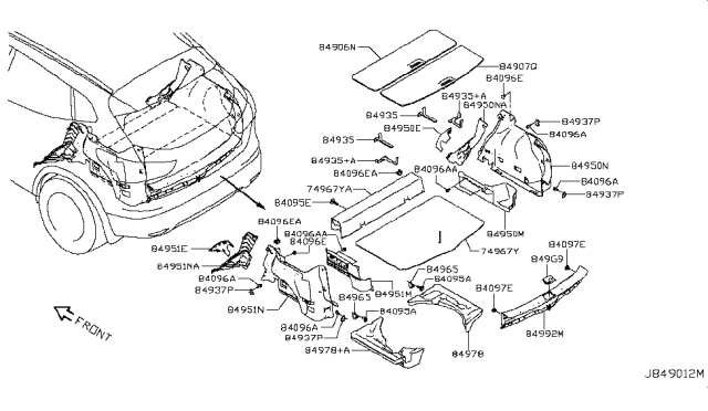 2018 Nissan Rogue Sport Mask-Luggage Floor Diagram for 849G9-6MA0B
