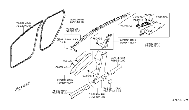 2019 Nissan Rogue Sport Body Side Trimming Diagram