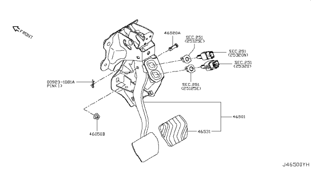2019 Nissan Rogue Sport Brake & Clutch Pedal Diagram