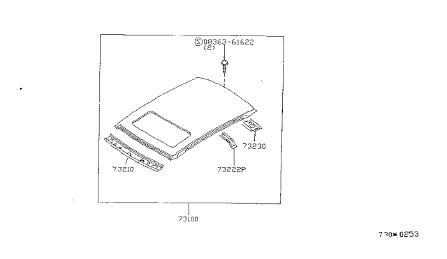 1998 Nissan Sentra Roof Panel & Fitting Diagram 2
