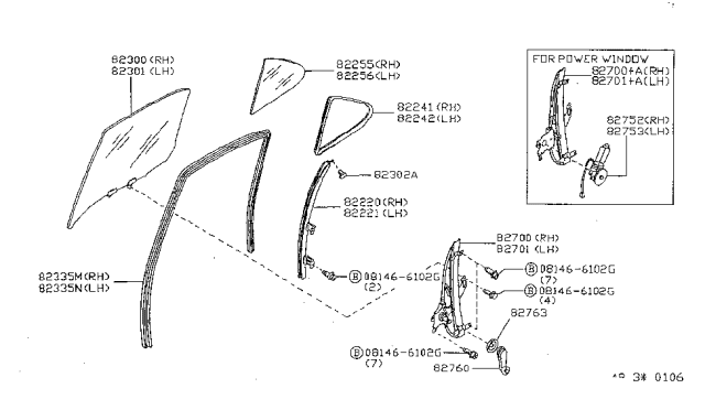 1998 Nissan Sentra Weatherstrip-Rear Corner,LH Diagram for 82273-F4300