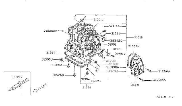 1995 Nissan Sentra Torque Converter,Housing & Case Diagram 1