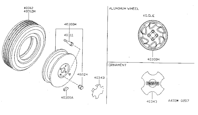 1995 Nissan Sentra Road Wheel & Tire Diagram 1