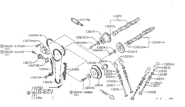 1996 Nissan Sentra Camshaft & Valve Mechanism Diagram