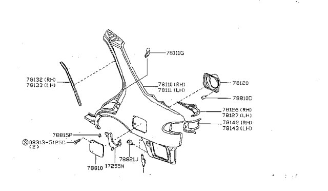 1995 Nissan Sentra Rear Fender & Fitting Diagram