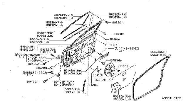 1997 Nissan Sentra Door Front LH Diagram for H0101-F4339