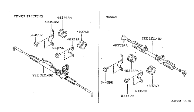 1999 Nissan Sentra Steering Gear Mounting Diagram